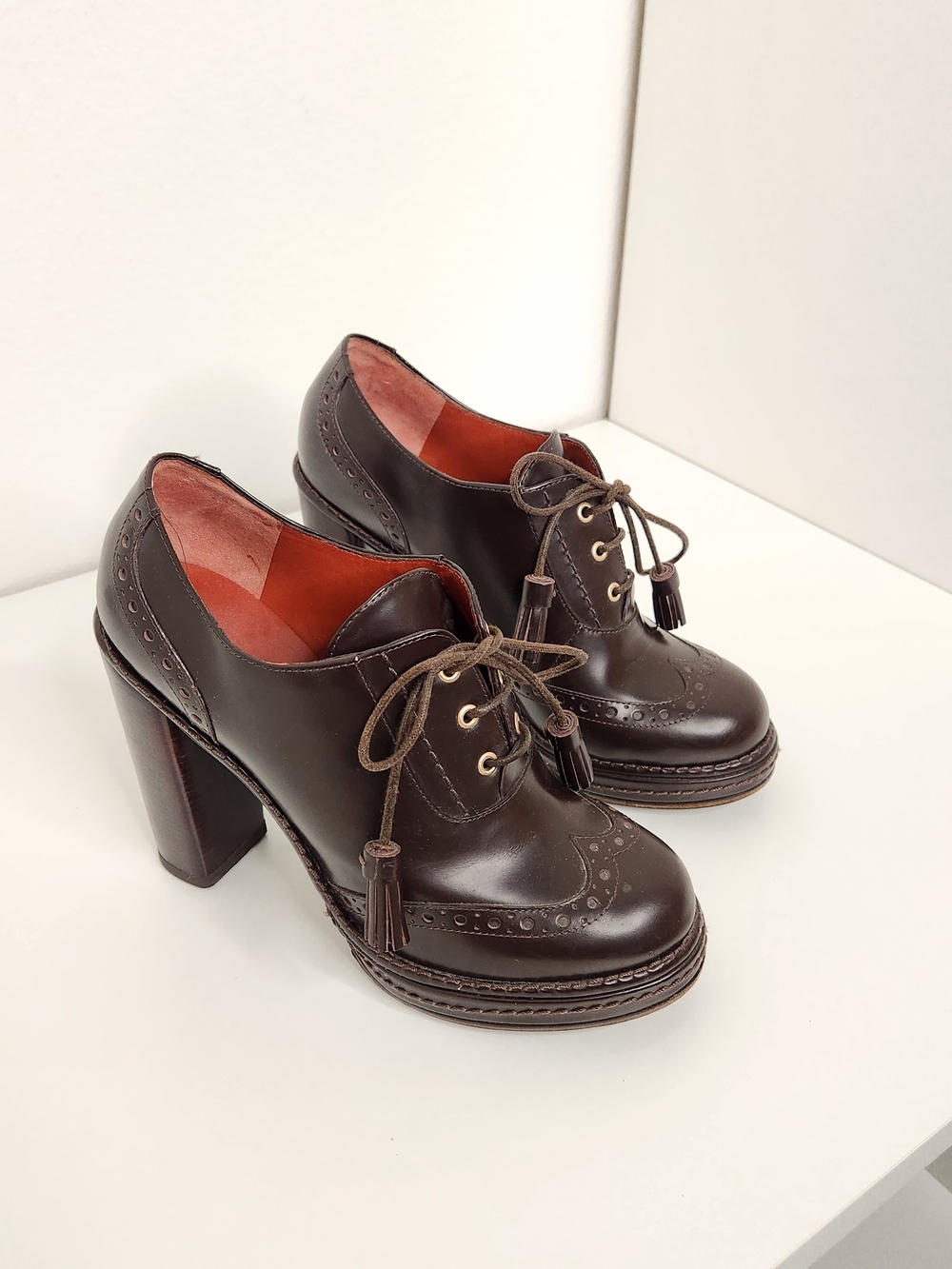 Marc By Marc Jacobs Classic Brown Leather Lace-Up Heels